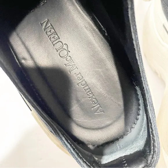 Alexander McQueen Low Top Sneakers Canvas TREAD SLICK Size 10 Black 697072