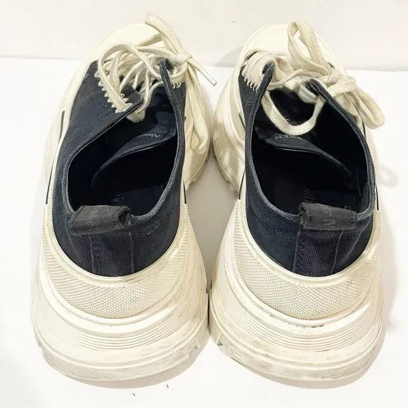Alexander McQueen Low Top Sneakers Canvas TREAD SLICK Size 10 Black 697072