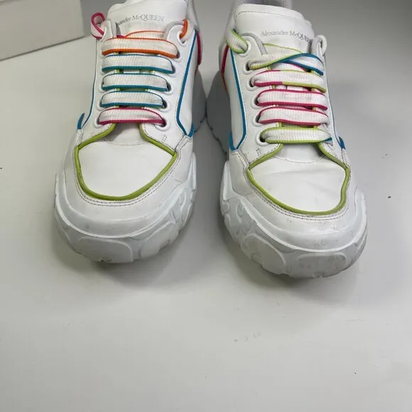 Alexander McQueen Women's Court White/Multicolor Low Top Sneakers Shoe Size 38C