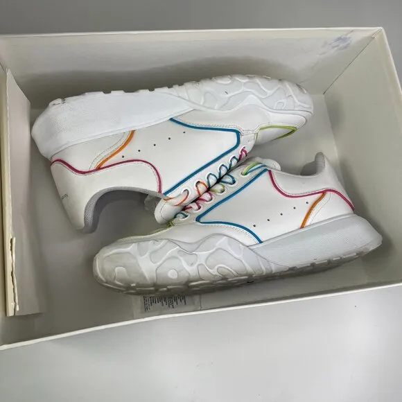 Alexander McQueen Women's Court White/Multicolor Low Top Sneakers Shoe Size 38C