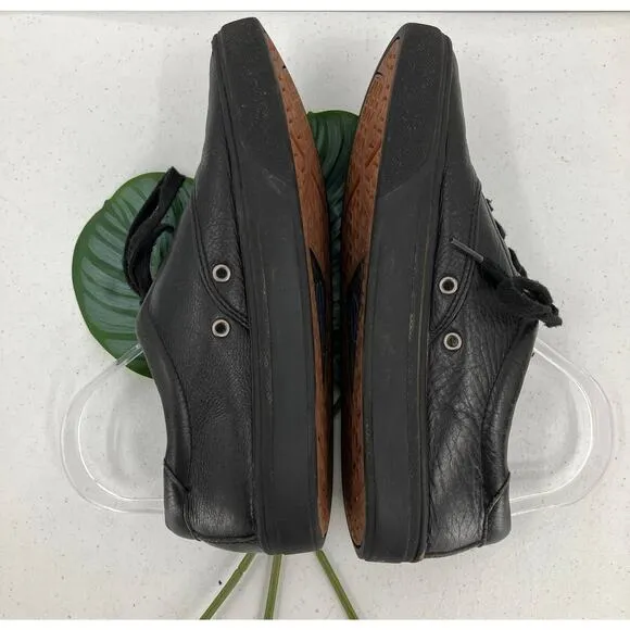 Align Nurse Mates Black Leather Lace Up Health Care Orthotic Fleet Sneaker Shoes