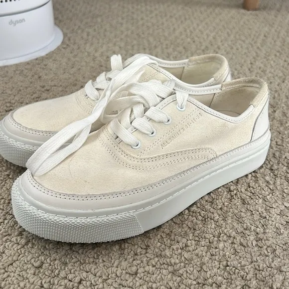 All Saints Bella Suede White Minimalist Sneakers Women's Size 7 $195