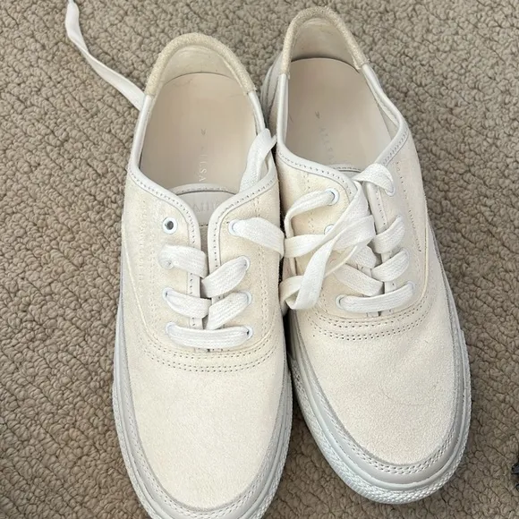 All Saints Bella Suede White Minimalist Sneakers Women's Size 7 $195