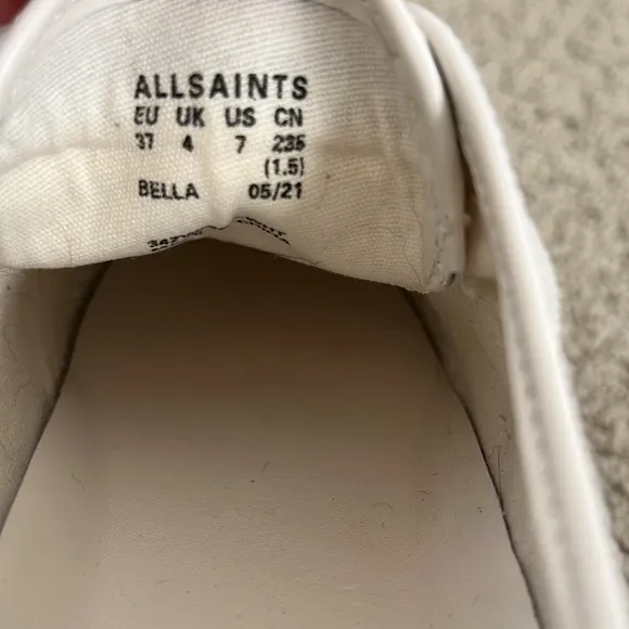 All Saints Bella Suede White Minimalist Sneakers Women's Size 7 $195