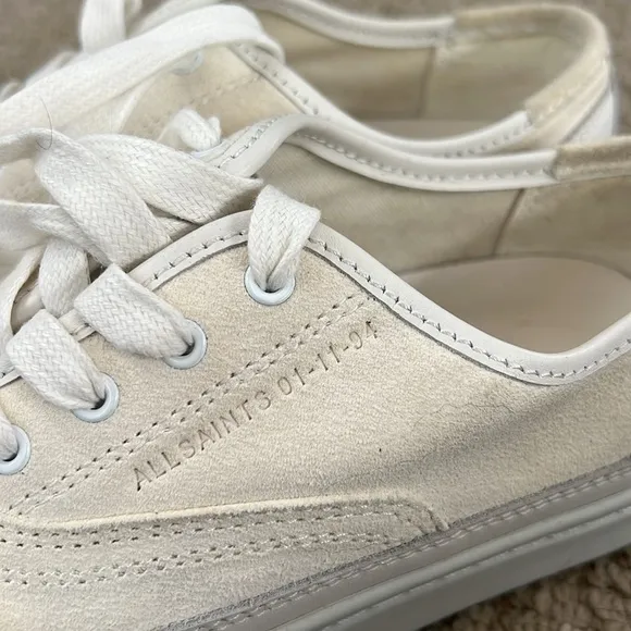 All Saints Bella Suede White Minimalist Sneakers Women's Size 7 $195