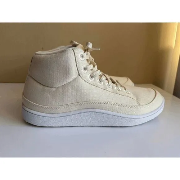 Allbirds Canvas Pacer Mids Sneakers in Pale Beige and Yellow Womens Size 10