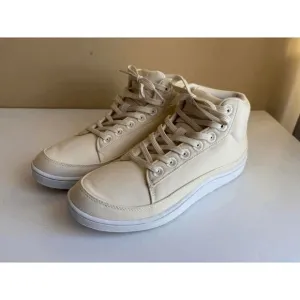 Allbirds Canvas Pacer Mids Sneakers in Pale Beige and Yellow Womens Size 10