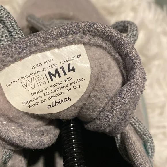 Allbirds gray felt and sea foam green sole sneakers