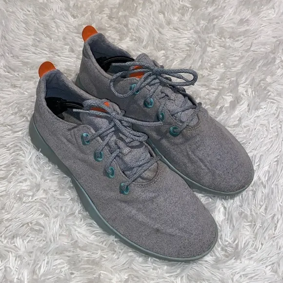 Allbirds gray felt and sea foam green sole sneakers