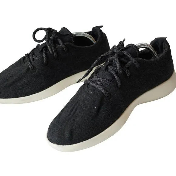 Allbirds Men's Wool Runners Lace Up Running Sneakers True Black Cream Sole 11