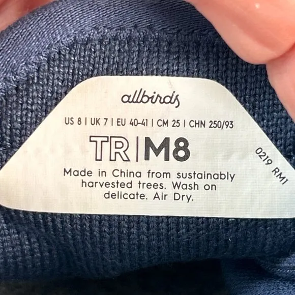 Allbirds OTR Tree Runners Sneakers Mens Size 8 Blue Everyday Walking Shoes