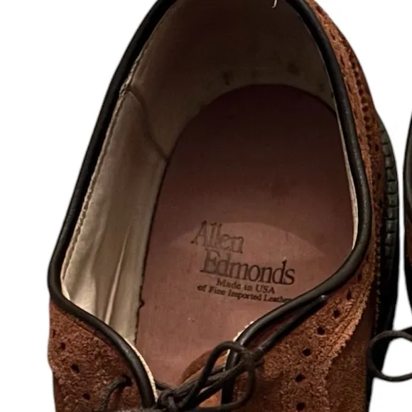 ALLEN EDMOND Big Sur suede wingtip Oxford dress shoes brown size 11D