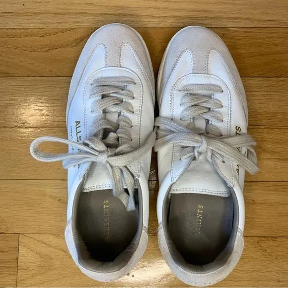 AllSaints Thelma Suede Low Top Sneakers in White - Size 6