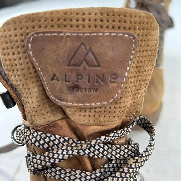 Alpine Design Womens Leather Hiking Boots US 9.5 fiamnata Lace-Up Brown boot