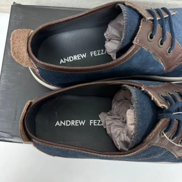 Andrew Fezza Size 8 Blue &amp; Brown Suede Leather Lace-Up Casual Shoes AF-S9607