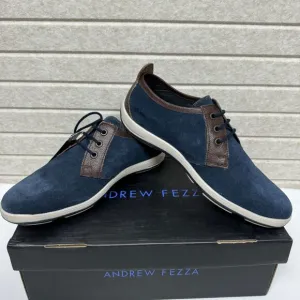 Andrew Fezza Size 8 Blue &amp; Brown Suede Leather Lace-Up Casual Shoes AF-S9607
