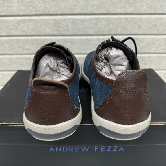 Andrew Fezza Size 8 Blue &amp; Brown Suede Leather Lace-Up Casual Shoes AF-S9607