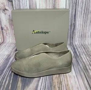 ANTELOPE Grey Nappa Oval Flatform Slip On Shoes