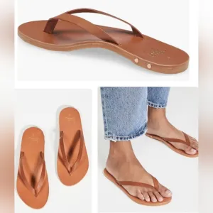 Anthropologie BEEK Seabird Leather Flip Flop In Tan/tan Size 40 EU, 10 US