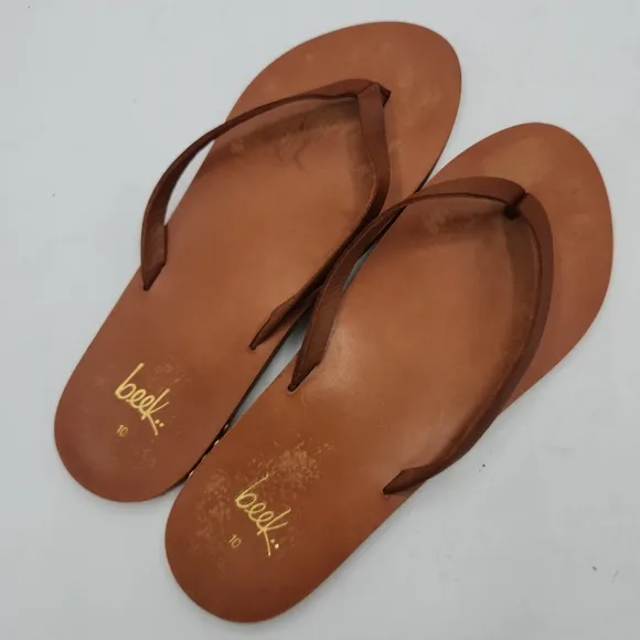 Anthropologie BEEK Seabird Leather Flip Flop In Tan/tan Size 40 EU, 10 US
