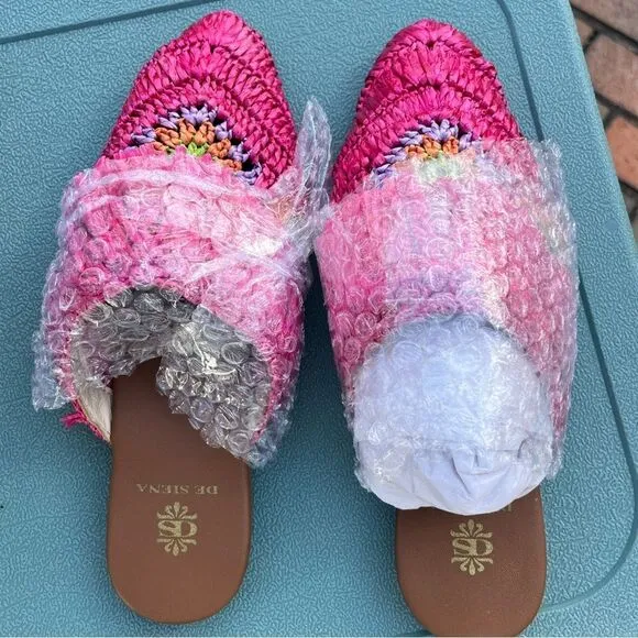 Anthropologie De Siena Mouna Raffia Flats NIB