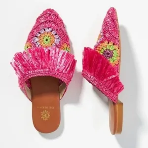 Anthropologie De Siena Mouna Raffia Flats NIB