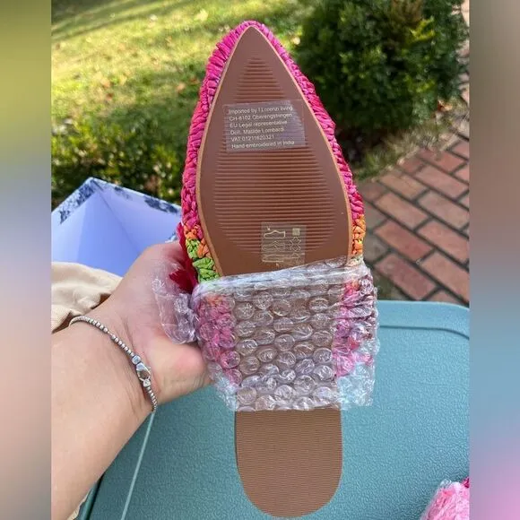 Anthropologie De Siena Mouna Raffia Flats NIB