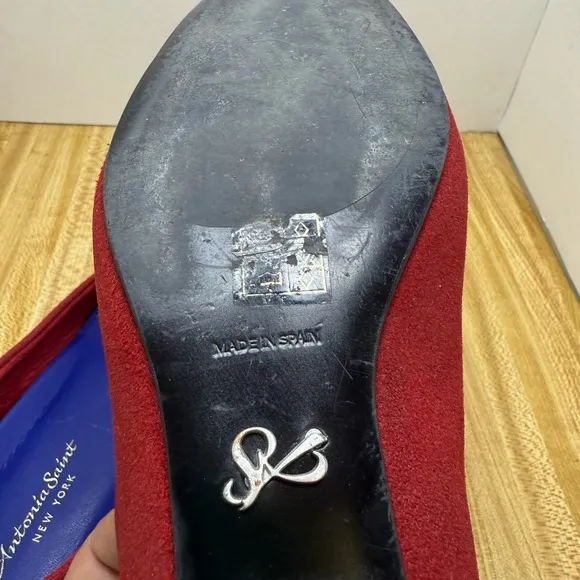 Antonia Saint New York Red Fabric Flats Round Toe Slip On Shoes Size 7C
