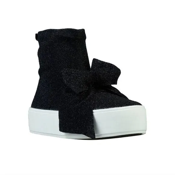 Apepazza Bow Glitter Booties Shoes 39 New
