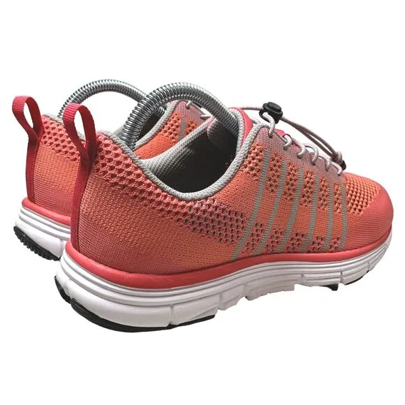 Apex Breeze Shoes Womens 8 W Coral Pink Pull Cord Diabetic Walking Sneaker A7200
