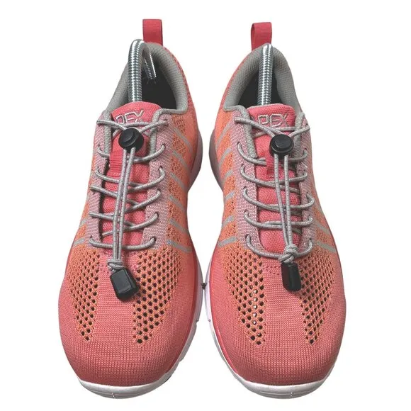 Apex Breeze Shoes Womens 8 W Coral Pink Pull Cord Diabetic Walking Sneaker A7200