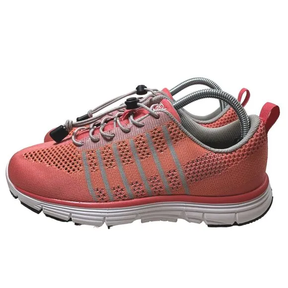 Apex Breeze Shoes Womens 8 W Coral Pink Pull Cord Diabetic Walking Sneaker A7200