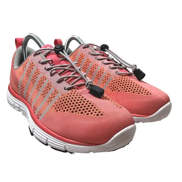 Apex Breeze Shoes Womens 8 W Coral Pink Pull Cord Diabetic Walking Sneaker A7200