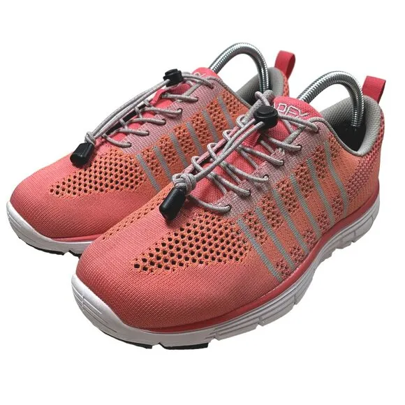 Apex Breeze Shoes Womens 8 W Coral Pink Pull Cord Diabetic Walking Sneaker A7200