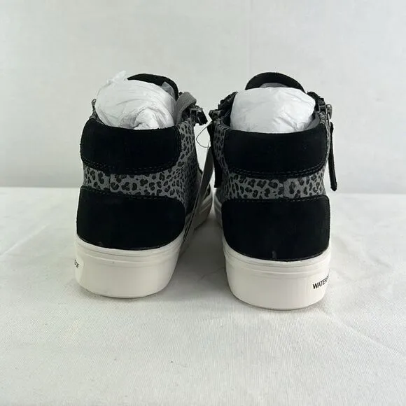 Aqua College Guliette Lace-Up Zip Sneakers- Grey Leopard Leather- Size 9.5- NIB