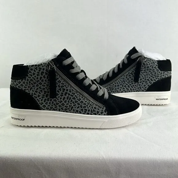 Aqua College Guliette Lace-Up Zip Sneakers- Grey Leopard Leather- Size 9.5- NIB