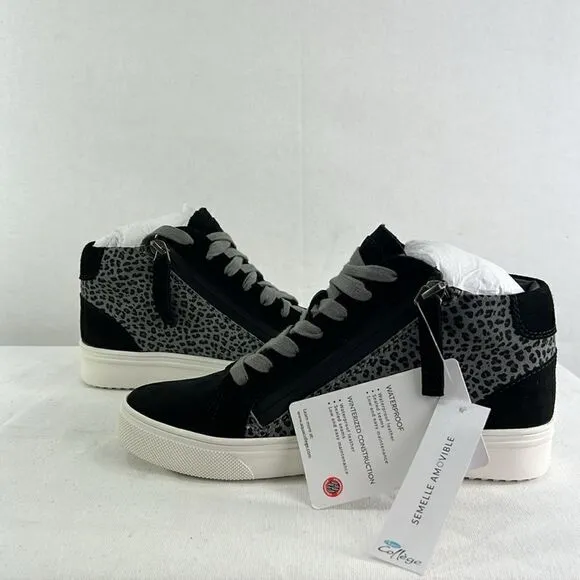 Aqua College Guliette Lace-Up Zip Sneakers- Grey Leopard Leather- Size 9.5- NIB