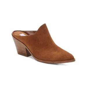 AQUA COLLEGE Womens Brown Nia Slip On Leather Heeled Mules Shoes 7.5 M