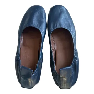 Aquatalia Dark Green  Leather Flats Shoes Size 7 ，Made in Italy