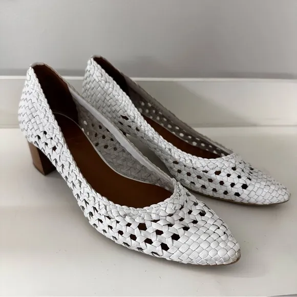 Aquatalia Heels White Woven Shoes Women’s Size 8 *MinorWear