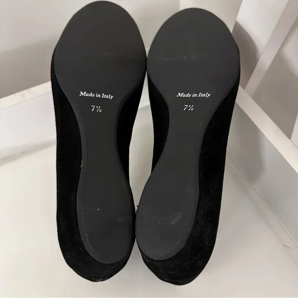 Aquatalia Maureen Black Leather Suede White Patent Low Wedge Shoes Women’s 7.5