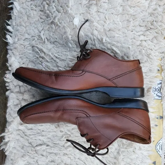 AQUATALIA Men Shoes Scott GrainLight Brown Leather Oxford Casual Sz 9 Italy
