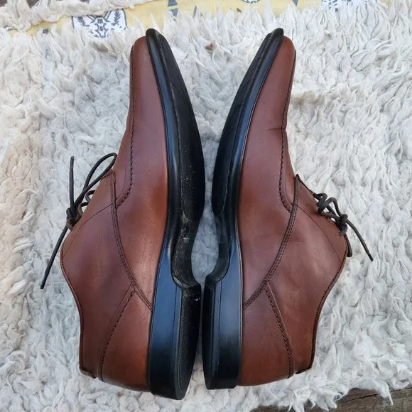 AQUATALIA Men Shoes Scott GrainLight Brown Leather Oxford Casual Sz 9 Italy