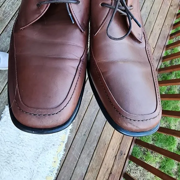 AQUATALIA Men Shoes Scott GrainLight Brown Leather Oxford Casual Sz 9 Italy