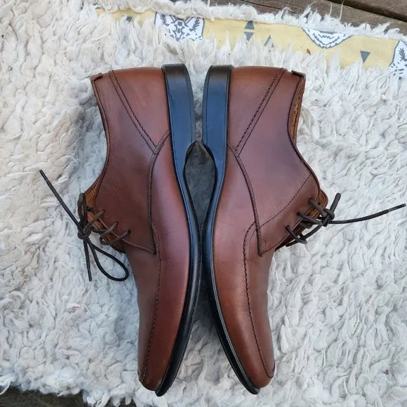 AQUATALIA Men Shoes Scott GrainLight Brown Leather Oxford Casual Sz 9 Italy