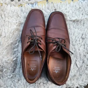 AQUATALIA Men Shoes Scott GrainLight Brown Leather Oxford Casual Sz 9 Italy