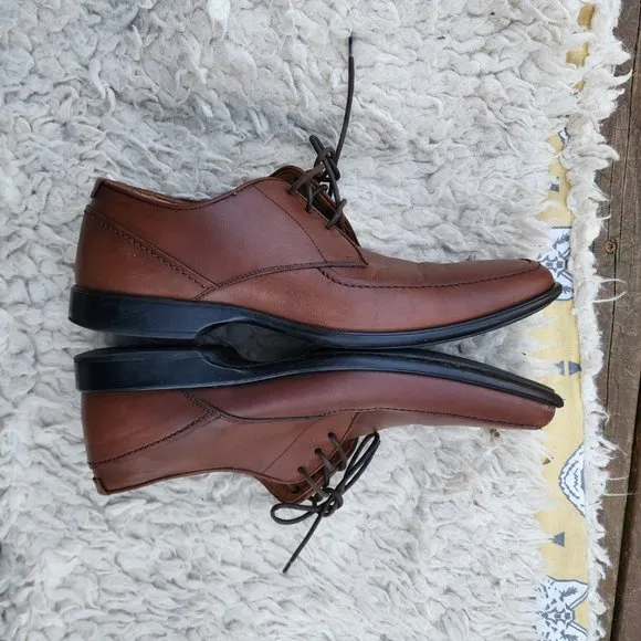 AQUATALIA Men Shoes Scott GrainLight Brown Leather Oxford Casual Sz 9 Italy