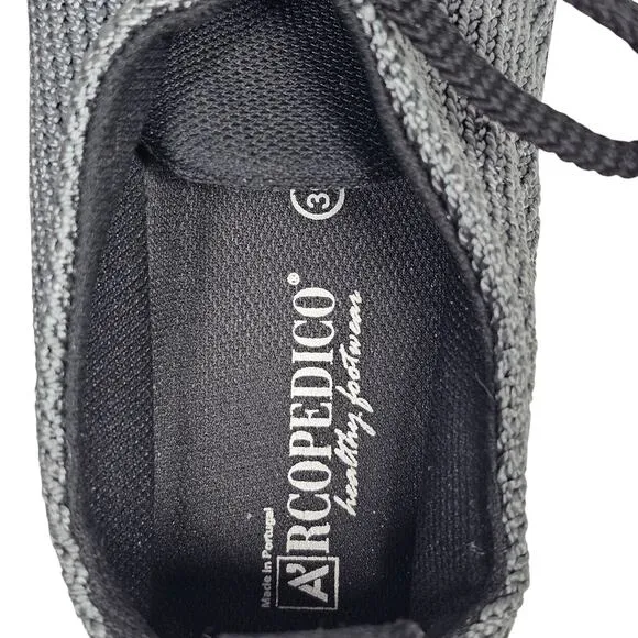 Arcopedico LS Nylon Knit Washable Lace Up Shoe in Titanium Gray, EU 39, US 8-8.5