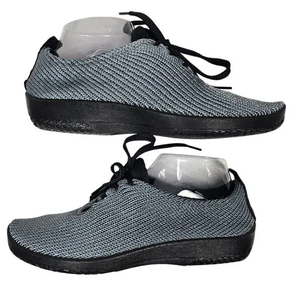 Arcopedico LS Nylon Knit Washable Lace Up Shoe in Titanium Gray, EU 39, US 8-8.5