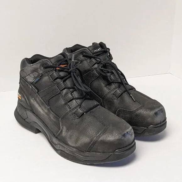 Ariat Contender H2O Steel Toe Work Boots, Black Leather, Men's 11 Wide